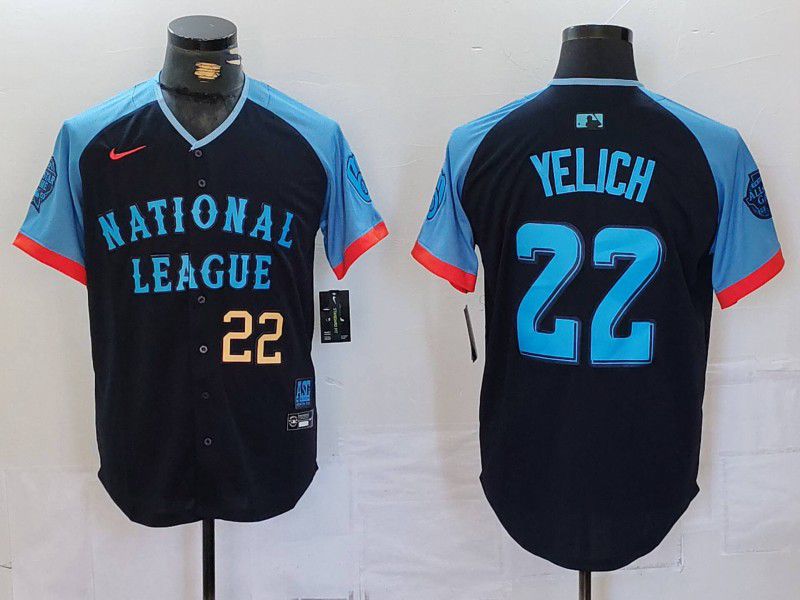 Men Milwaukee Brewers #22 Yelich Blue All star 2024 Nike MLB Jersey style 4->milwaukee brewers->MLB Jersey
